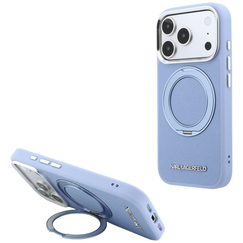Husa de protectie Karl Lagerfeld Saffiano compatibil cu iPhone 18 Pro / iPhone 17 Pro, Albastru