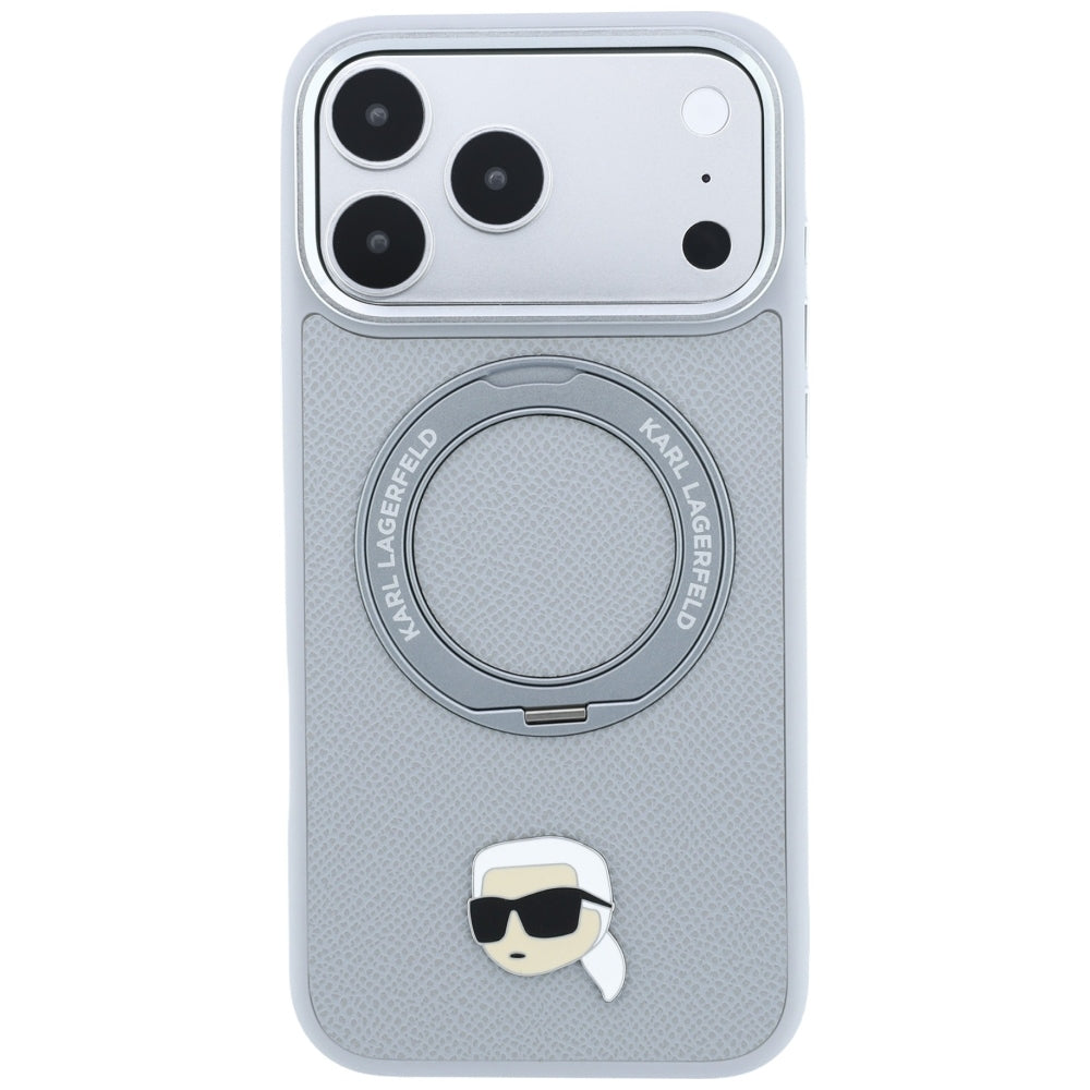 Husa de protectie Karl Lagerfeld Saffiano compatibil cu iPhone 18 Pro / iPhone 17 Pro, Gri
