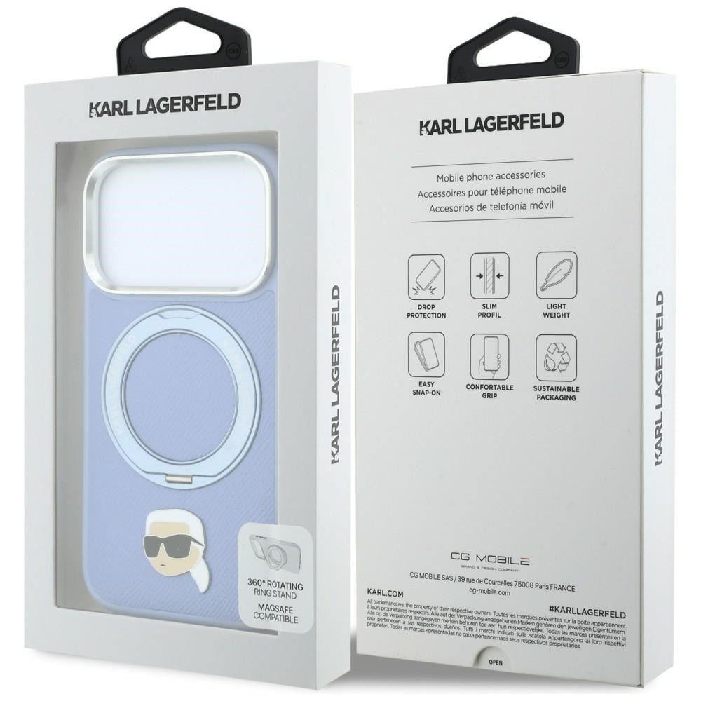 Husa de protectie Karl Lagerfeld Saffiano compatibil cu iPhone 18 Pro / iPhone 17 Pro, Albastru
