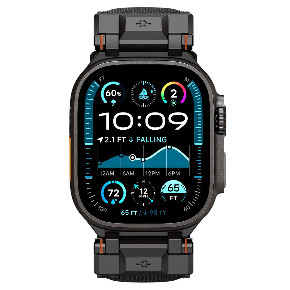Curea pentru Apple Watch 12/11/10/9/8/7/SE (3/2/1 Gen)/6/5/4/(44mm/45mm)/ Ultra 4/3/2/1 (46mm/49mm) - Spigen DuraPro Armor (AMP06065) - Black