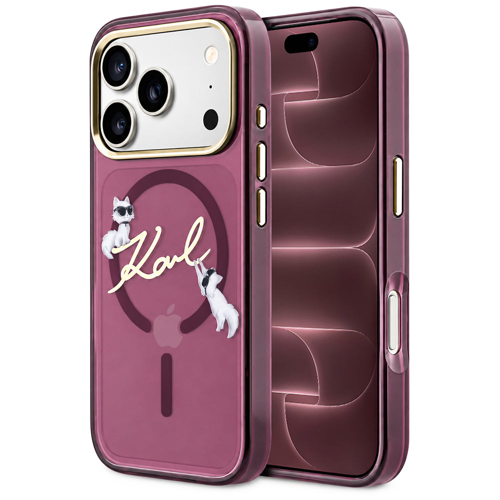 Husa de protectie Karl Lagerfeld compatibil cu iPhone 17 Pro Max / iPhone 18 Pro Max, Bordo