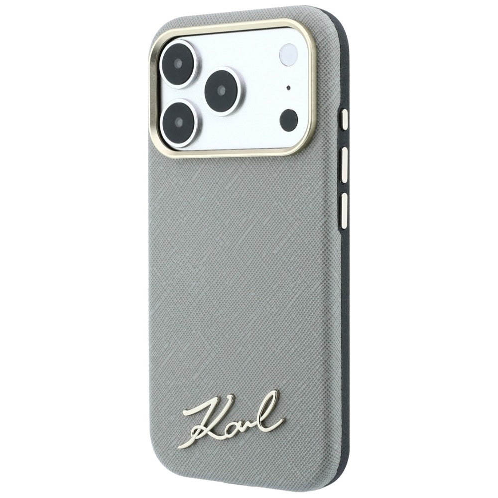 Husa de protectie Karl Lagerfeld Saffiano compatibil cu iPhone 18 Pro / iPhone 17 Pro, Gri
