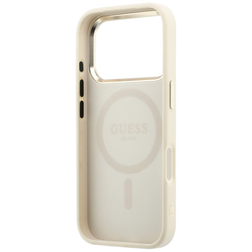 Husa de protectie Guess Saffiano Small 4G Classic MagSafe compatibil cu iPhone 18 Pro / iPhone 17 Pro, Bej