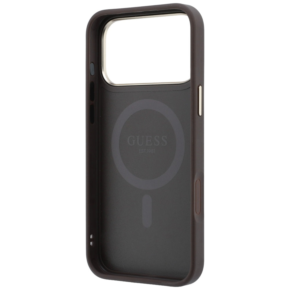 Husa de protectie Guess Ring Stand 360 compatibil cu iPhone 18 Pro Max / iPhone 17 Pro Max, Maro