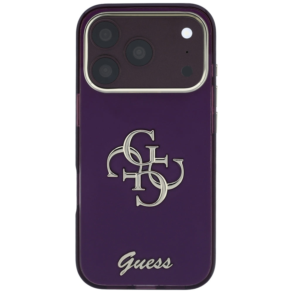 Husa de protectie Guess IML 4G Script Metal compatibil cu iPhone 18 Pro Max / iPhone 17 Pro Max, Bordo