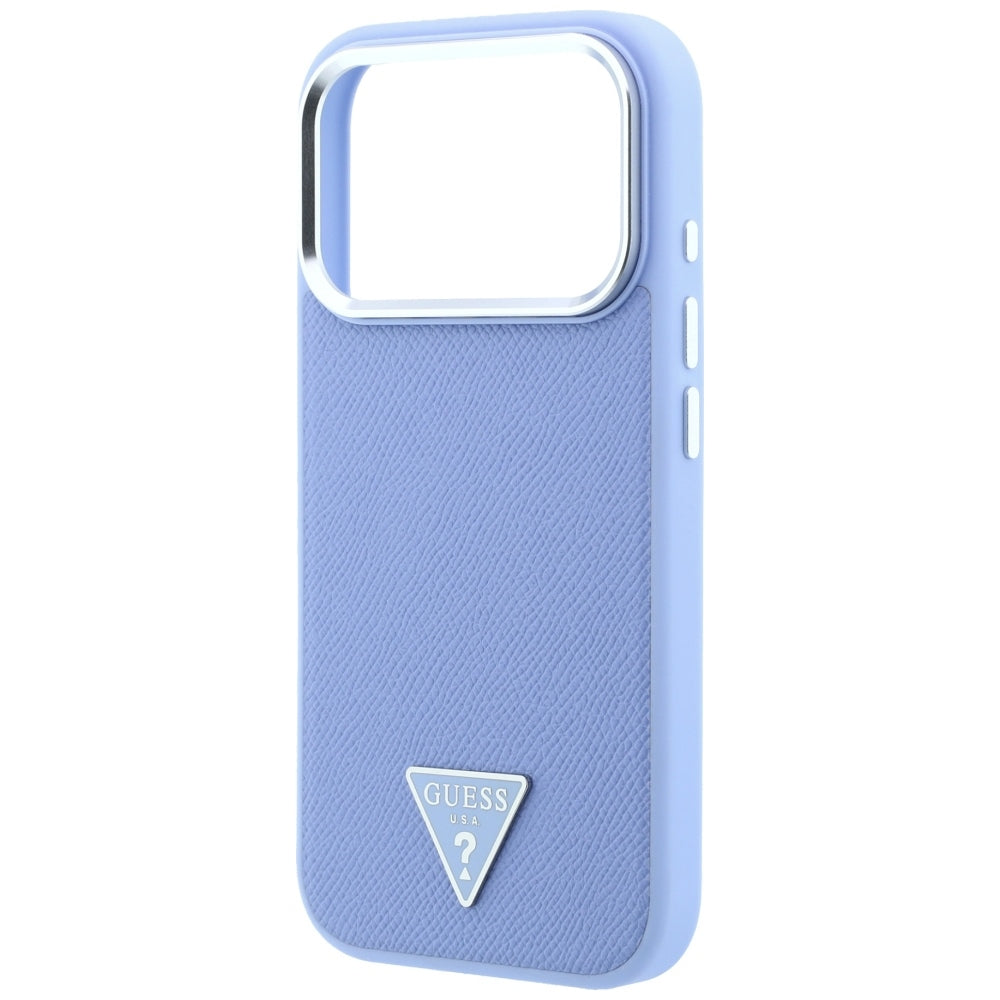 Husa de protectie Guess Grained Triangle Logo MagSafe compatibil cu iPhone 18 Pro / iPhone 17 Pro, Albastru