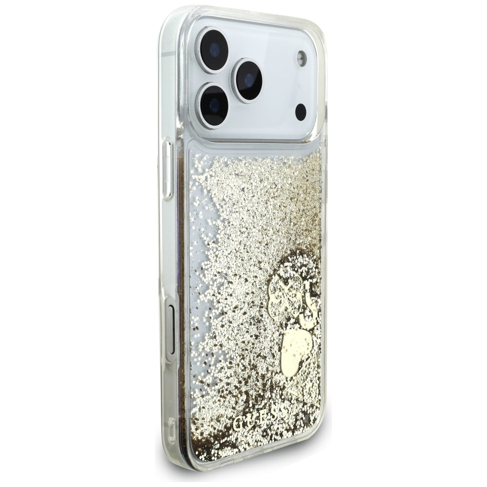 Husa de protectie Guess Liquid Glitter Charms compatibil cu iPhone 18 Pro / iPhone 17 Pro, Auriu