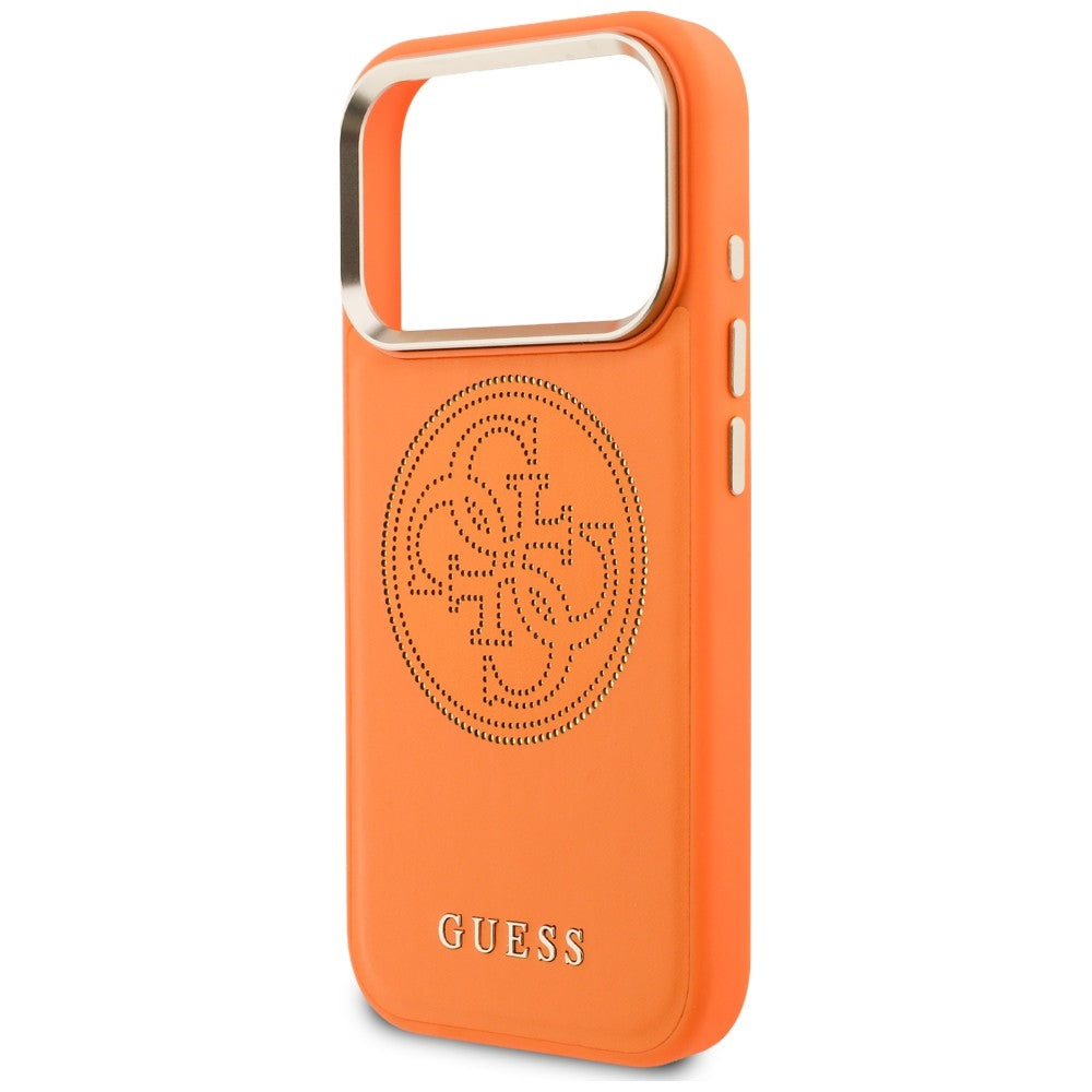 Husa de protectie Guess Leather Perforated 4G MagSafe compatibil cu iPhone 18 Pro / iPhone 17 Pro, Portocaliu