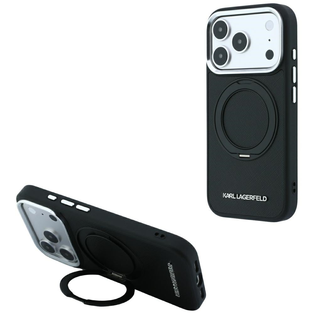 Husa de protectie Karl Lagerfeld Saffiano compatibil cu iPhone 18 Pro / iPhone 17 Pro, Negru