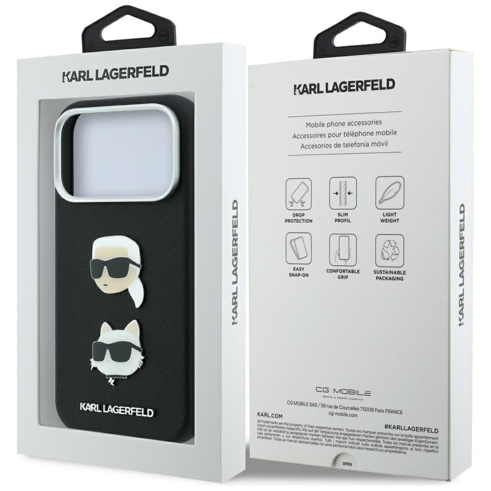 Husa de protectie Karl Lagerfeld Saffiano compatibil cu iPhone 17 Pro Max / iPhone 18 Pro Max, Negru