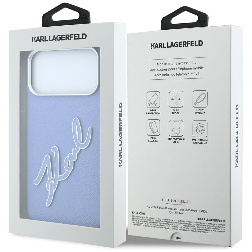 Husa de protectie Karl Lagerfeld compatibil cu iPhone 17 Pro / iPhone 18 Pro, Albastru