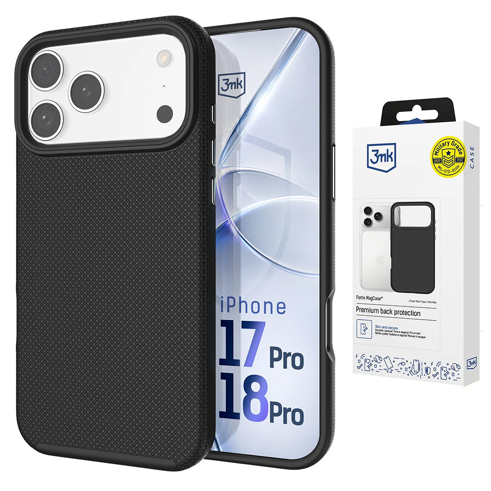 Husa de protectie 3mk Fortis MagCase compatibil cu iPhone 17 Pro / iPhone 18 Pro, Negru
