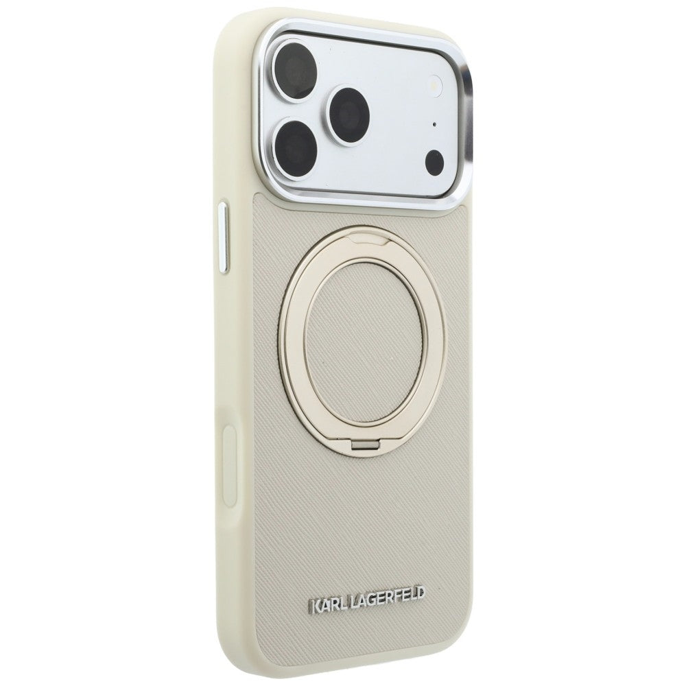 Husa de protectie Karl Lagerfeld Saffiano compatibil cu iPhone 18 Pro Max / iPhone 17 Pro Max, Bej