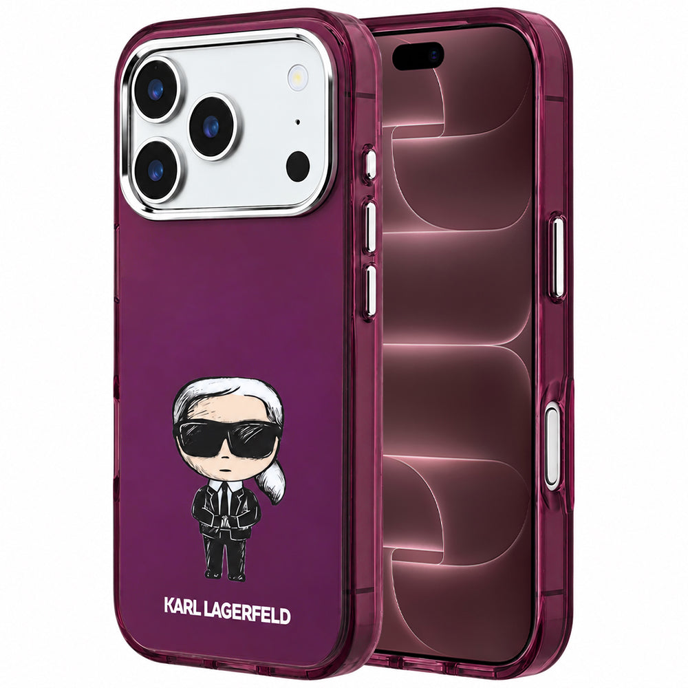 Husa de protectie Karl Lagerfeld IML Ikonik compatibil cu iPhone 17 Pro Max / iPhone 18 Pro Max, Bordo