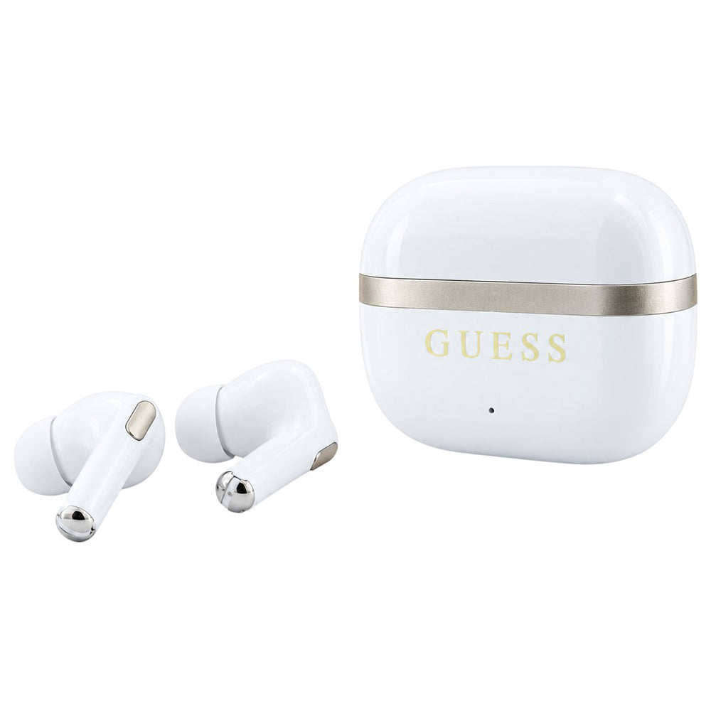 Casti In-ear, BT, TWS - Guess Glossy Gold Line Classic (GUTWSN2HGGSH) - White