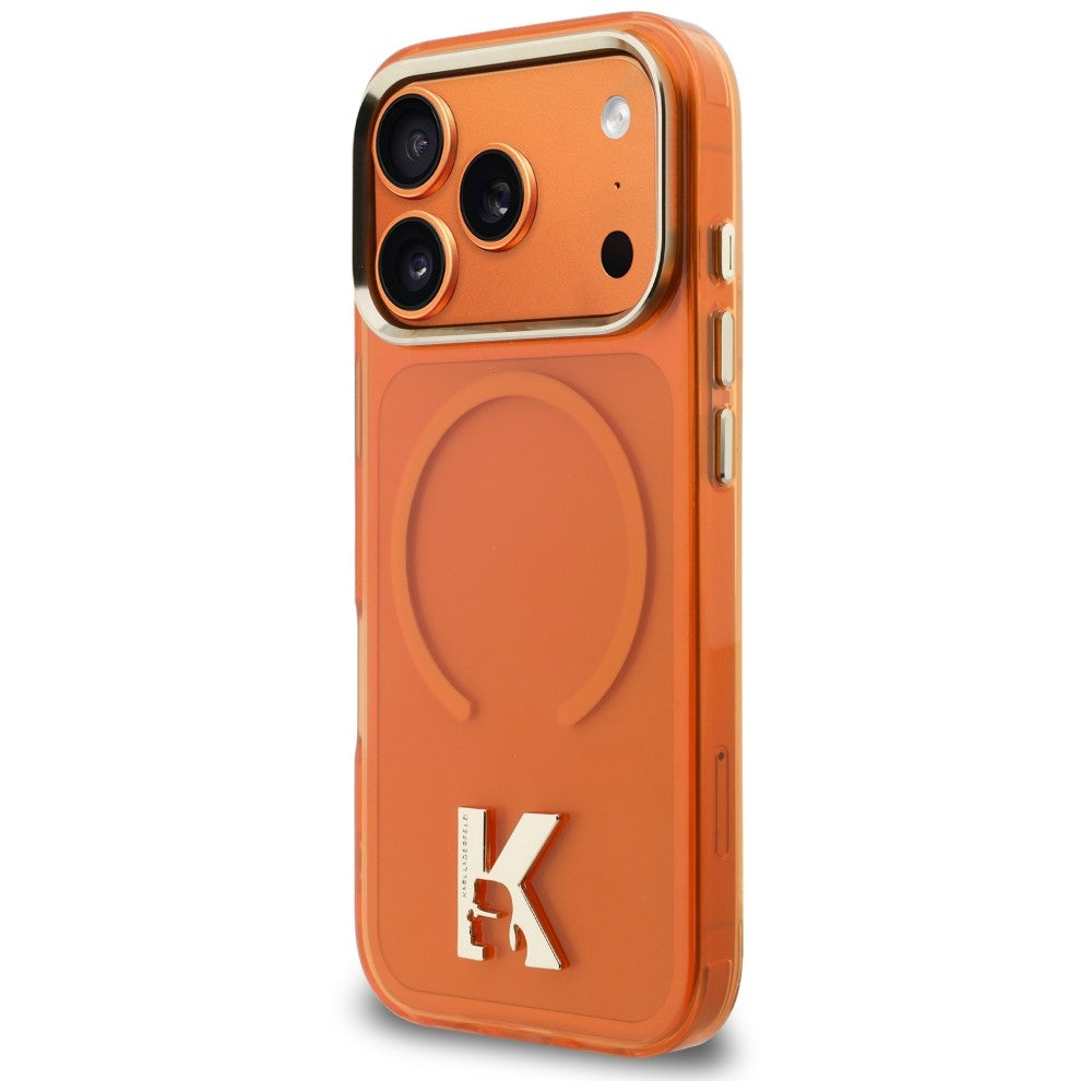 Husa de protectie Karl Lagerfeld compatibil cu iPhone 17 Pro / iPhone 18 Pro, Portocaliu