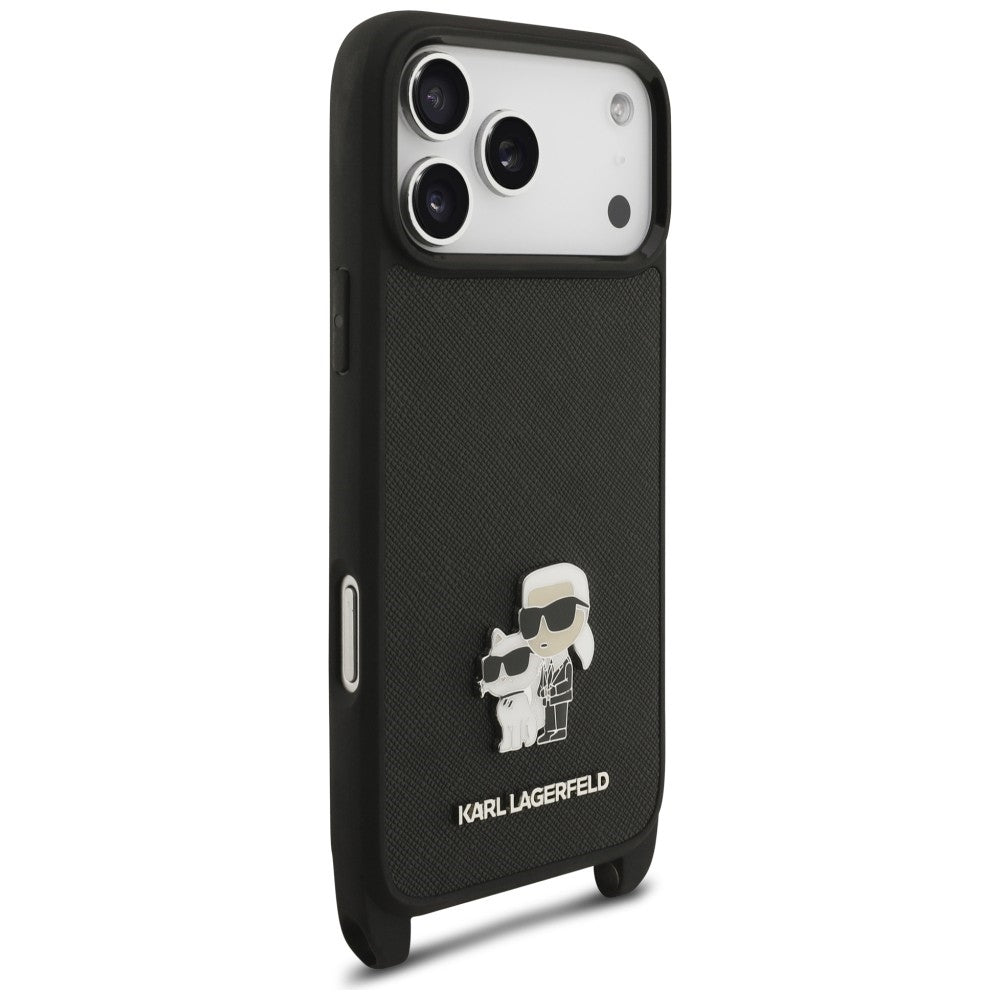 Husa de protectie Karl Lagerfeld Saffiano compatibil cu iPhone 17 Pro Max / iPhone 18 Pro Max, Negru