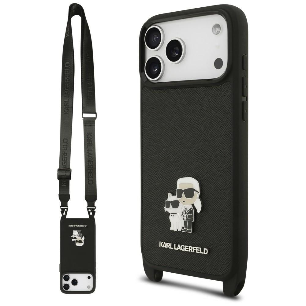Husa de protectie Karl Lagerfeld Saffiano compatibil cu iPhone 17 Pro Max / iPhone 18 Pro Max, Negru