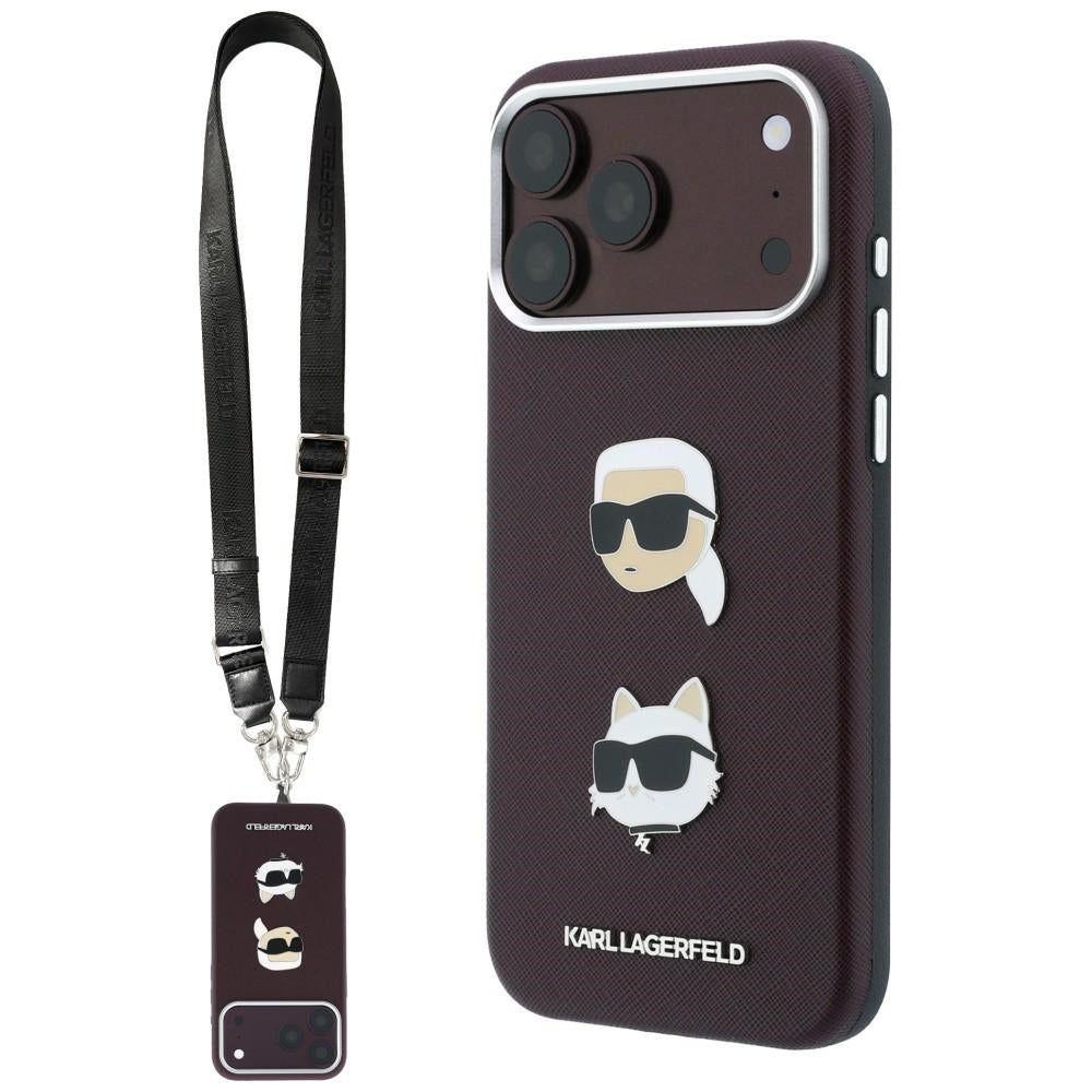Husa de protectie Karl Lagerfeld Saffiano compatibil cu iPhone 17 Pro Max / iPhone 18 Pro Max, Bordo