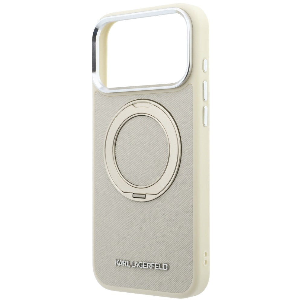 Husa de protectie Karl Lagerfeld Saffiano compatibil cu iPhone 18 Pro / iPhone 17 Pro, Bej