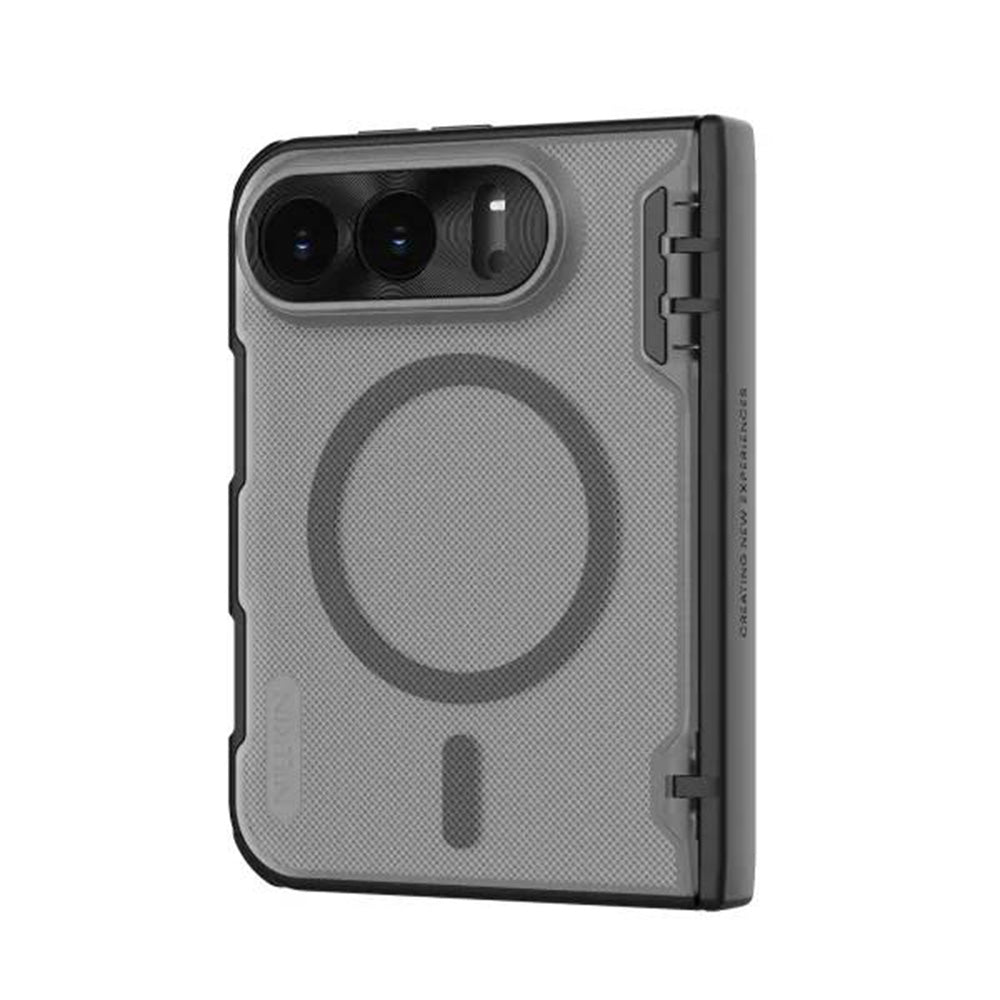 Husa de protectie Nillkin Super Frosted Shield Fold Magnetic compatibil cu iPhone Duo, Negru Transparent