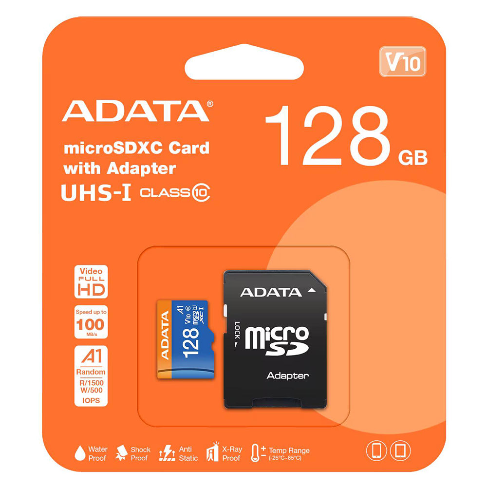 Adata MicroSDXC memóriakártya, 128 GB, Class 10, UHS-I U1, fekete