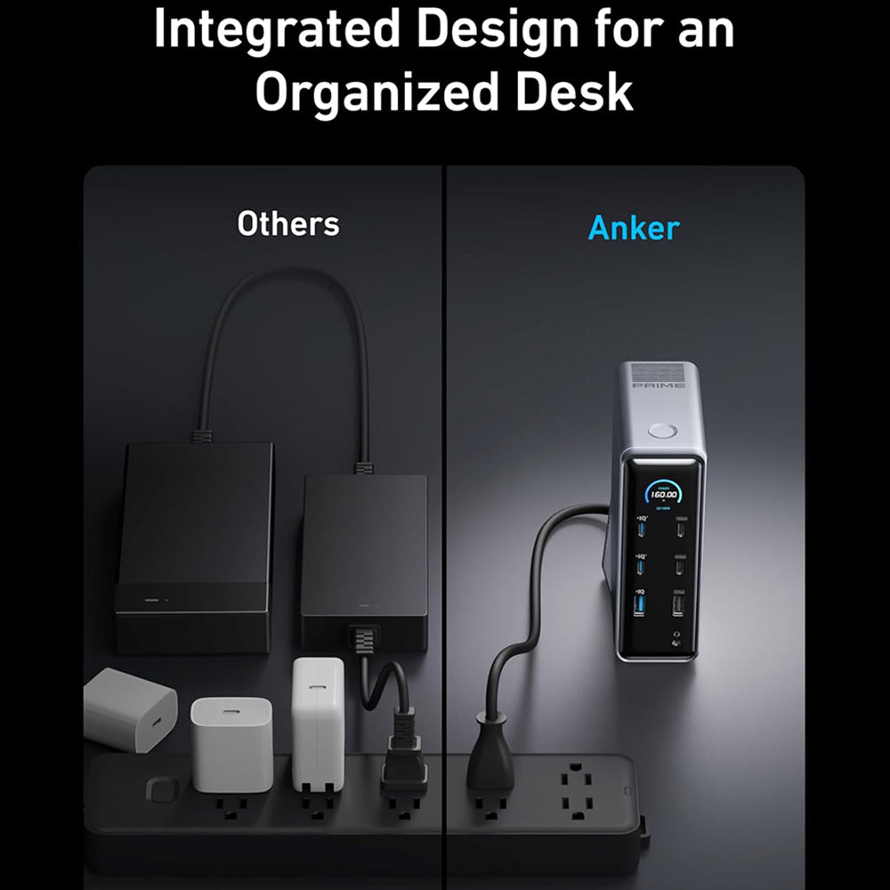 Anker Prime 737 hub (A83B63A1), 14 az 1-ben, 160 W, két 4K-s kijelző, fekete
