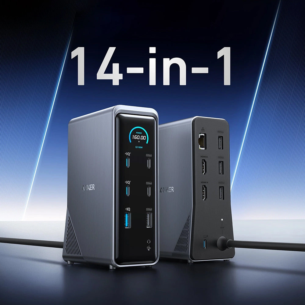 Anker Prime 737 hub (A83B63A1), 14 az 1-ben, 160 W, két 4K-s kijelző, fekete