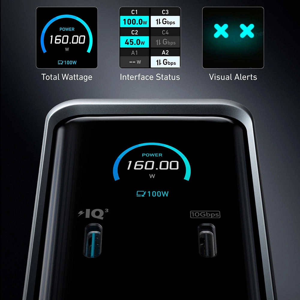 Anker Prime 737 hub (A83B63A1), 14 az 1-ben, 160 W, két 4K-s kijelző, fekete
