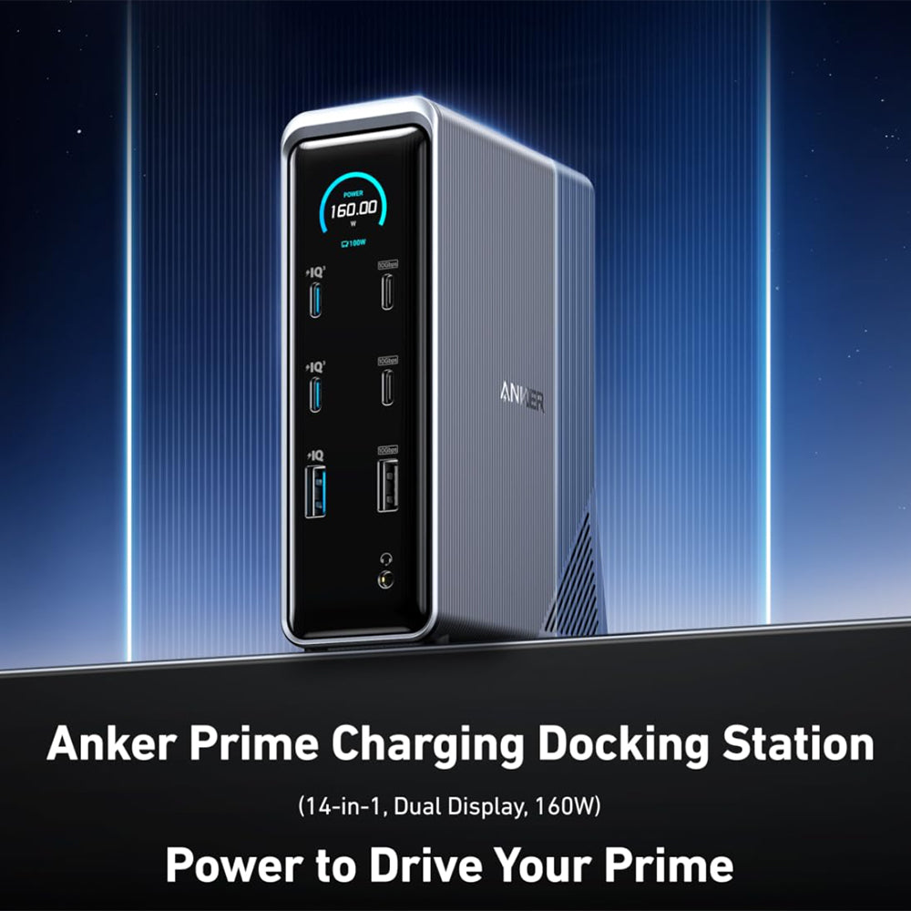 Anker Prime 737 hub (A83B63A1), 14 az 1-ben, 160 W, két 4K-s kijelző, fekete
