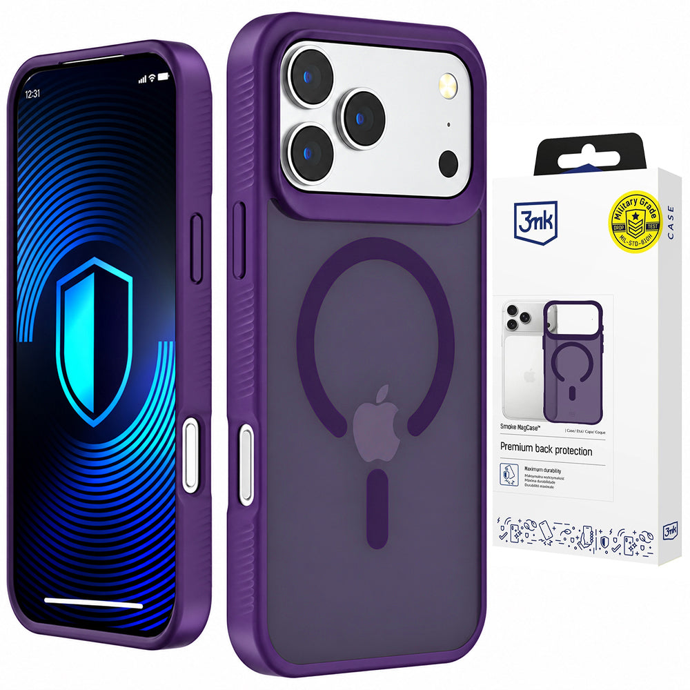 Husa de protectie 3mk Smoke MagCase compatibil cu iPhone 17 Pro / iPhone 18 Pro, Mov