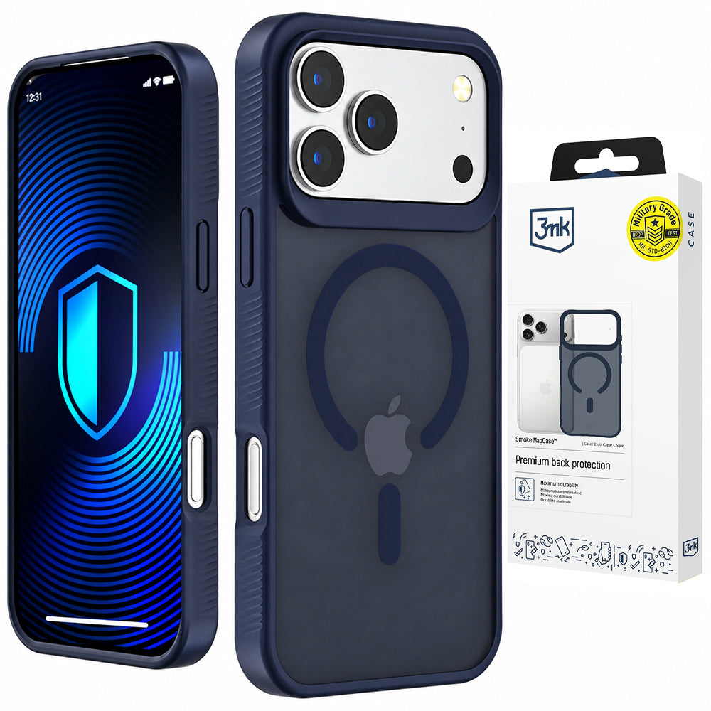 Husa de protectie 3mk Smoke MagCase compatibil cu iPhone 17 Pro / iPhone 18 Pro, Albastru