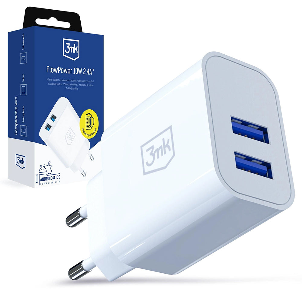 3mk FlowPower hálózati töltő, 2x USB, 10 W