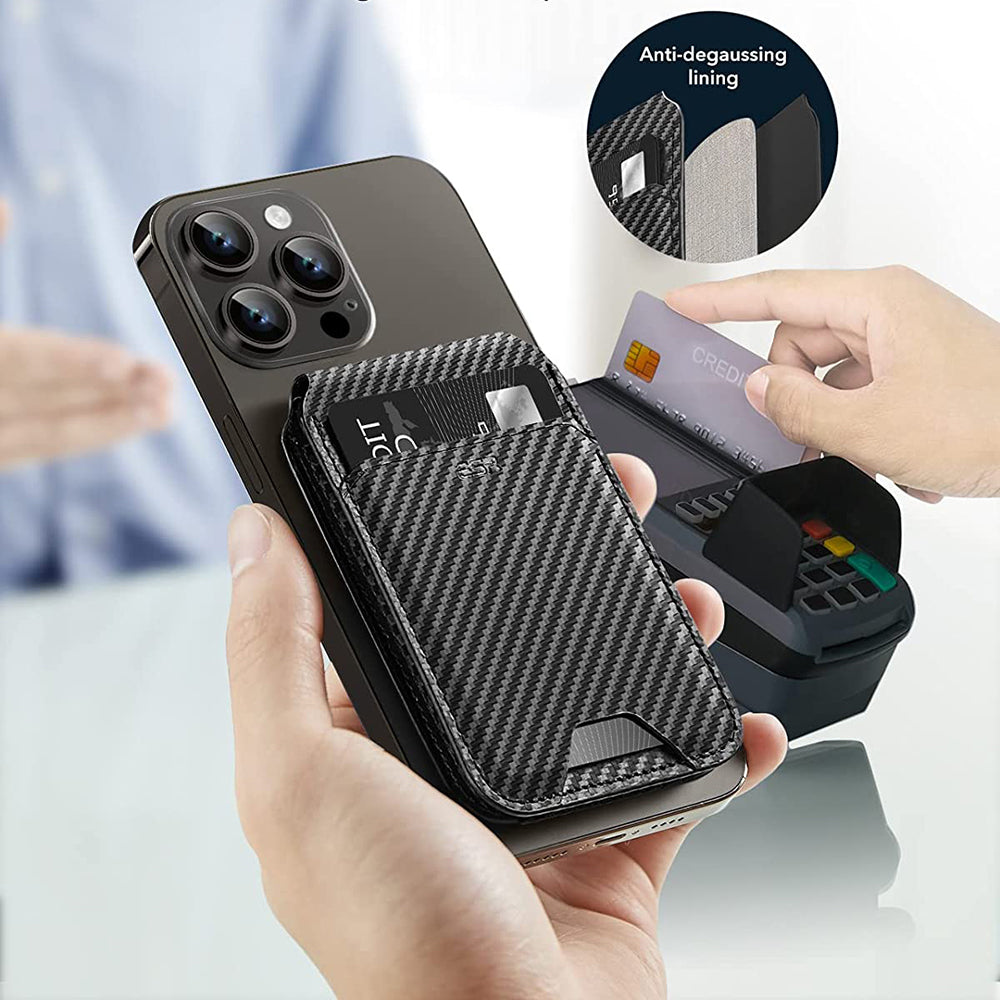 Suport ESR MagSafe HaloLock, Vegan Leather Wallet Stand, Carbon Fiber