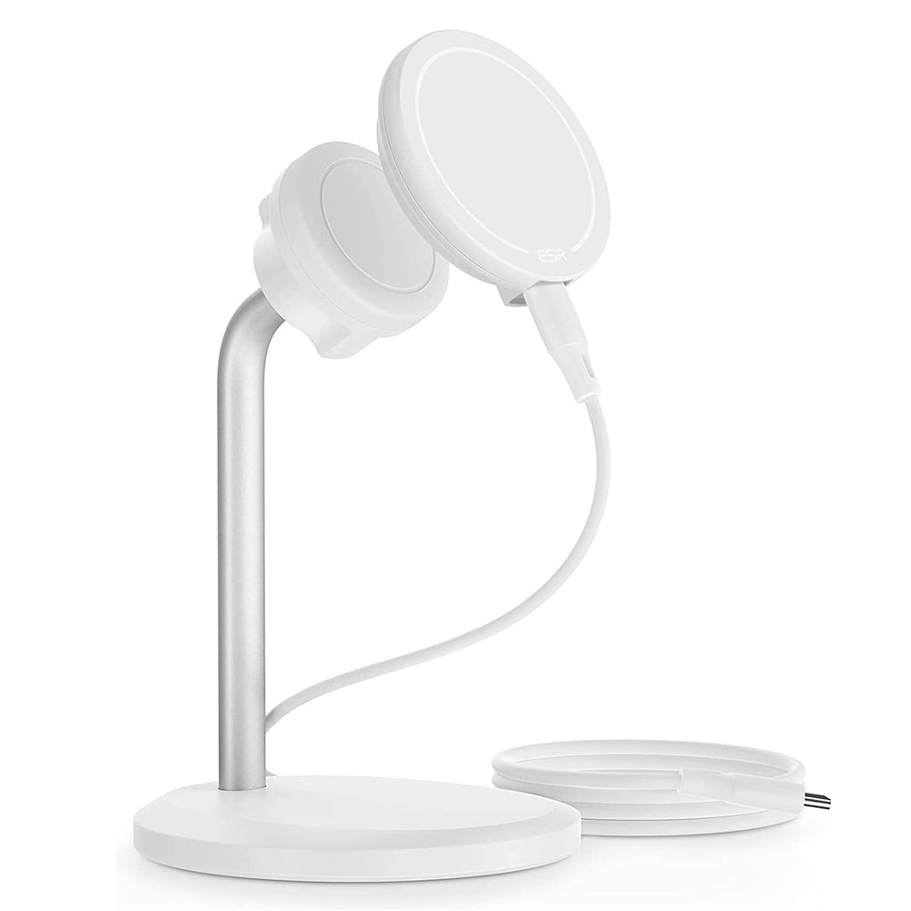 Incarcator ESR Wireless HaloLock Shift, Stand with Removable Magnetic Pad, MagSafe Compatible, Alb