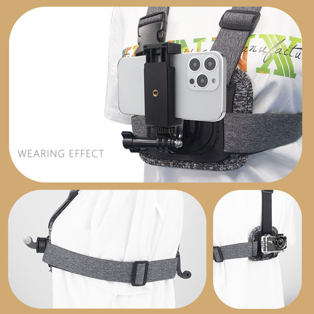 Suport Techsuit Camera (JX-002), for GoPro with Magnetic Base, Chest Wear, Gri