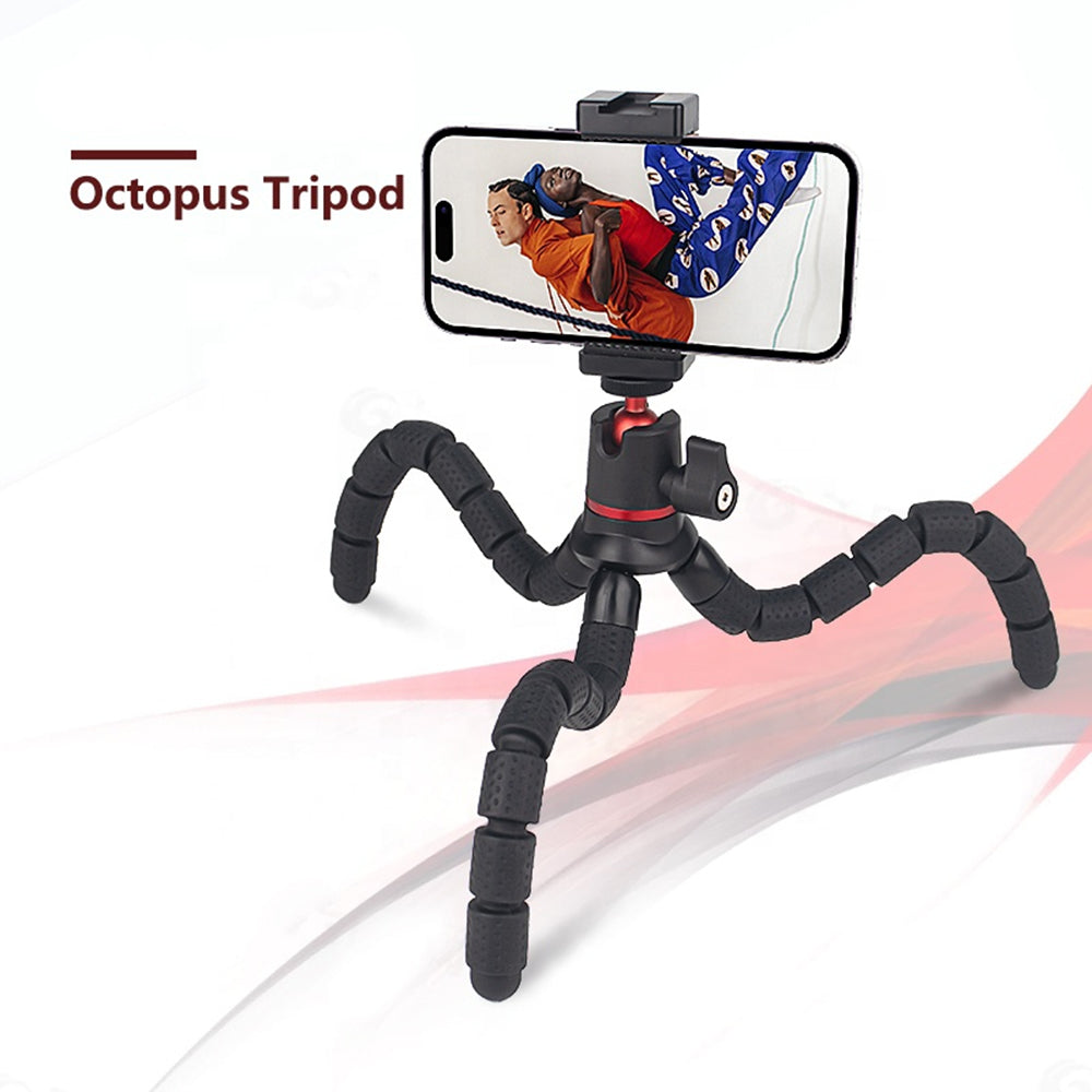Suport Techsuit Octopus Tripod (JX-004), for Phone and GoPro Action Camera, Portable, Flexible, Negru