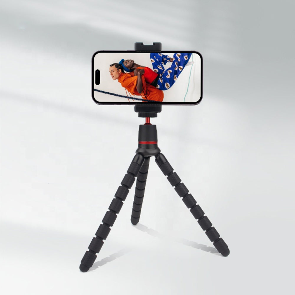 Suport Techsuit Octopus Tripod (JX-004), for Phone and GoPro Action Camera, Portable, Flexible, Negru