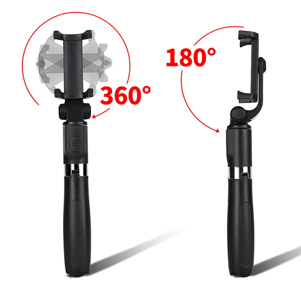 Suport Techsuit Selfie Stick (L01s), Tripod Stable Mount with Extendable Arm, Bluetooth Remote Control, 70cm, Negru