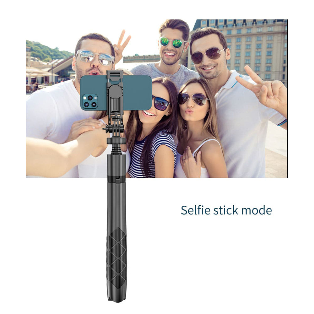 Suport Techsuit Selfie Stick (L16), Stable Tripod Mount, 1/4 Screw Interface, Wireless Remote, Balance Steady Shot, 157cm, Negru