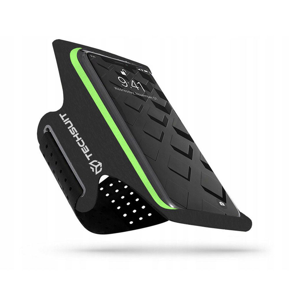 Techsuit Sports Armband (TH10), with Velcro, for Phones, max 6.5", Negru / Green