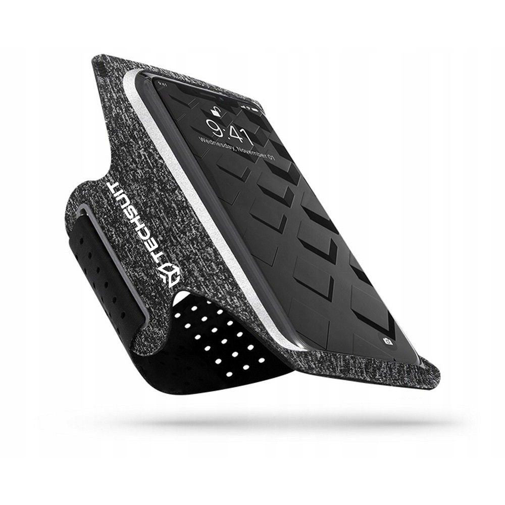 Techsuit Sports Armband (TH10), with Velcro, for Phones, max 6.5", Gri / White
