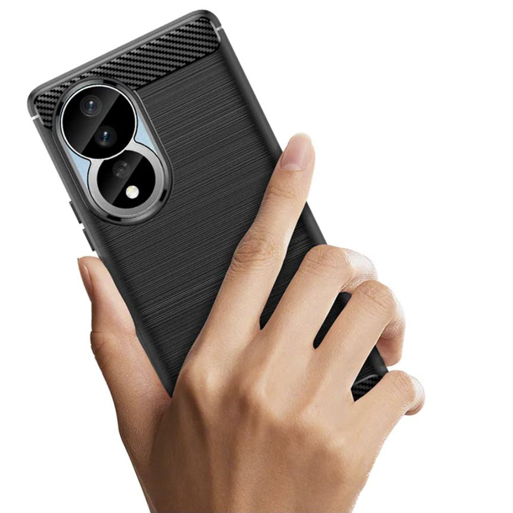 Husa de protectie Techsuit Carbon Silicone compatibil cu Honor 90 / Honor 80, Negru