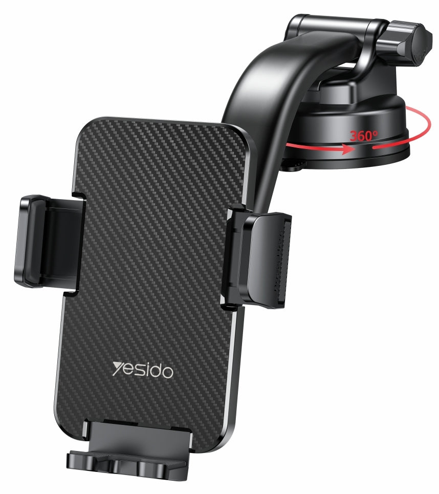 Suport Yesido (C172), for Windshield and Dashboard, 360 degree rotation, Negru