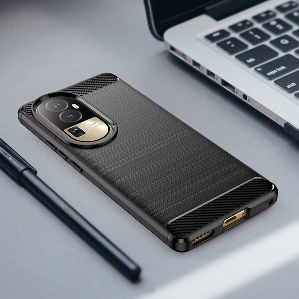 Husa de protectie Techsuit Carbon Silicone compatibil cu Oppo Reno10 / Reno10 Pro, Negru
