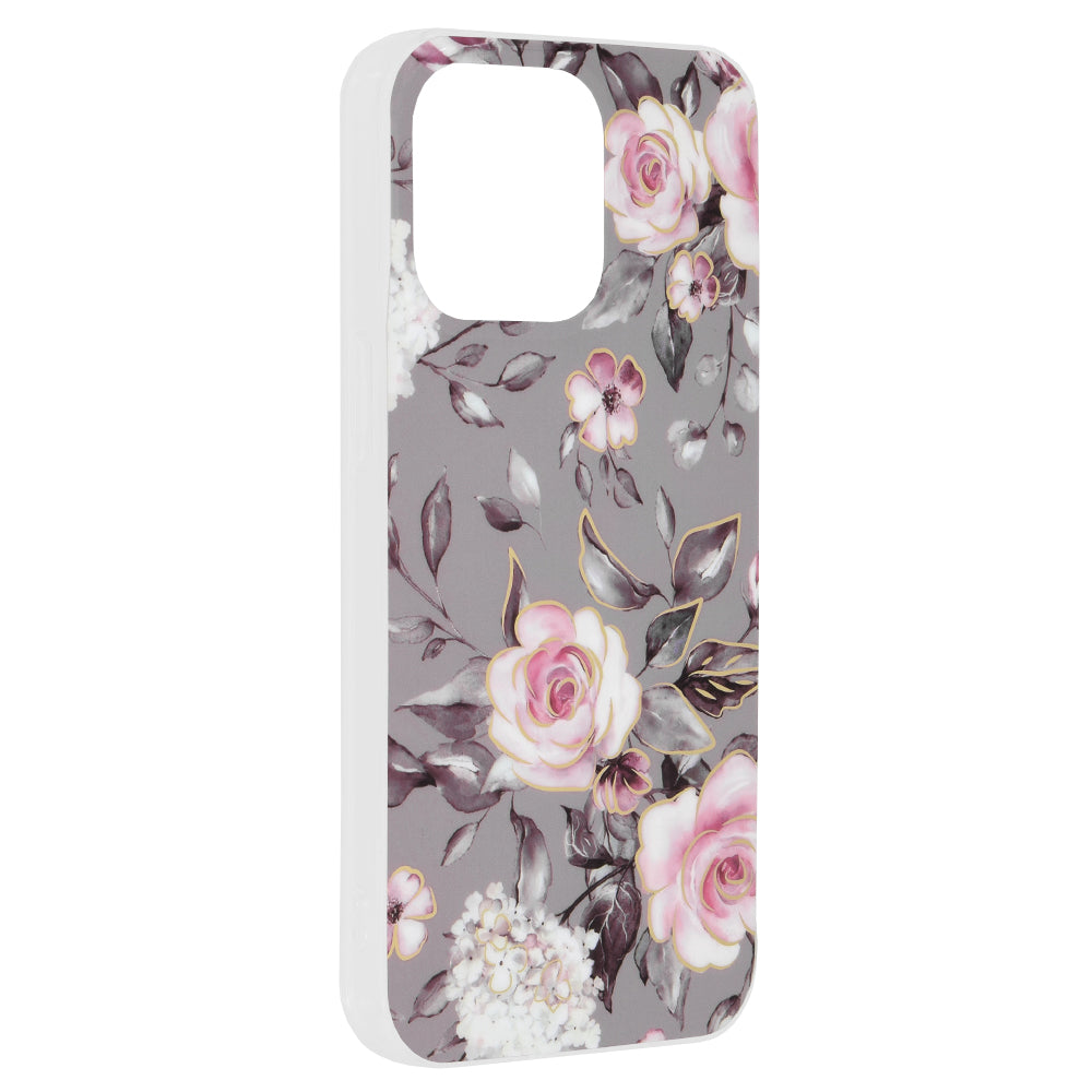 Husa de protectie Techsuit Marble Series compatibil cu iPhone 15 Pro Max, Bloom of Ruth Gray