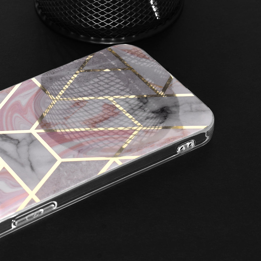 Husa de protectie Techsuit Marble Series compatibil cu iPhone 15 Pro Max, Roz Hex