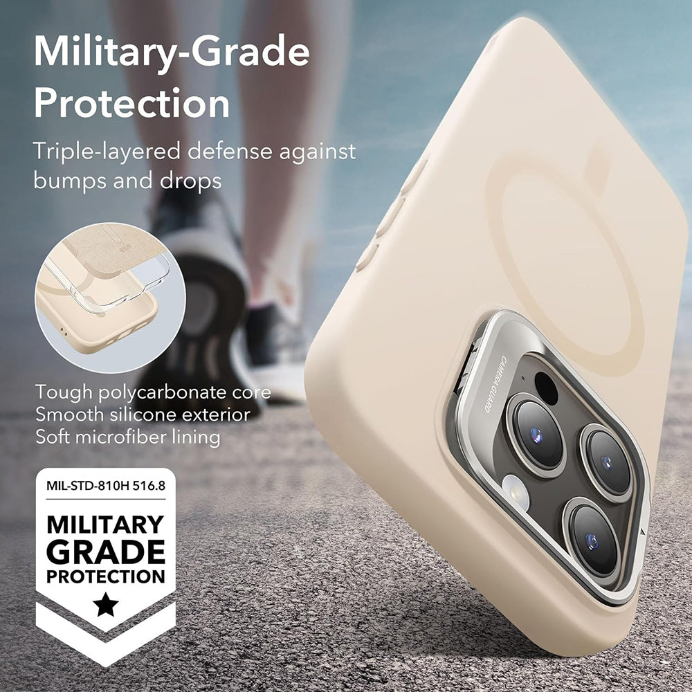 Husa de protectie ESR Cloud Soft HaloLock Kickstand compatibil cu iPhone 15 Pro, Light Tan