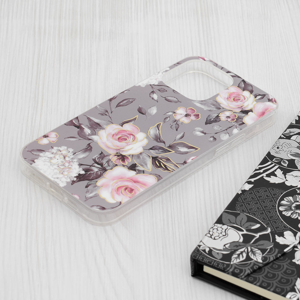 Husa de protectie Techsuit Marble Series compatibil cu iPhone 15 Pro Max, Bloom of Ruth Gray