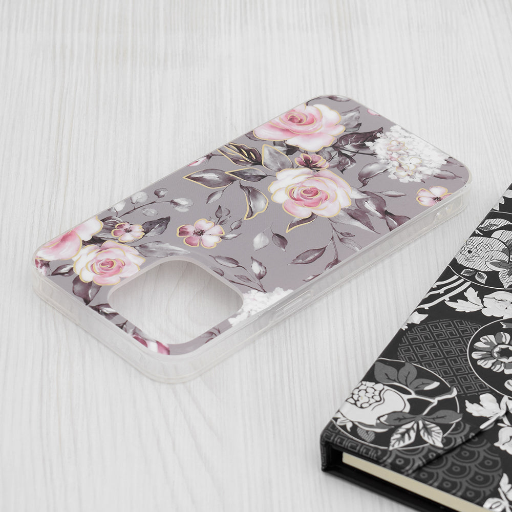 Husa de protectie Techsuit Marble Series compatibil cu iPhone 15 Pro Max, Bloom of Ruth Gray